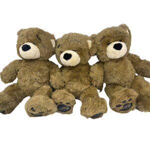 Lot 3 Build A Bear Bearemy Plush Bears 16in Faux Leather Pads Stuffed Animals